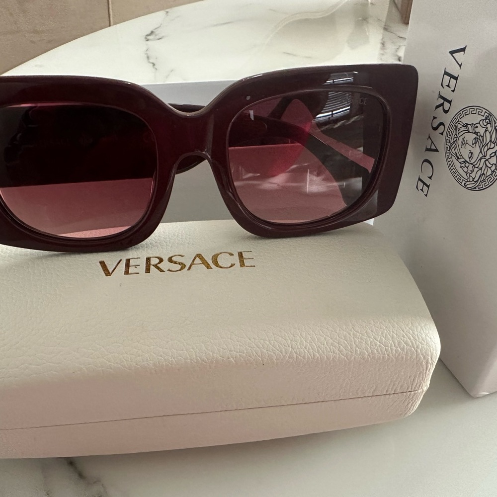 Versace Women's Burgundy Rectangular Sunglasses N… - image 2